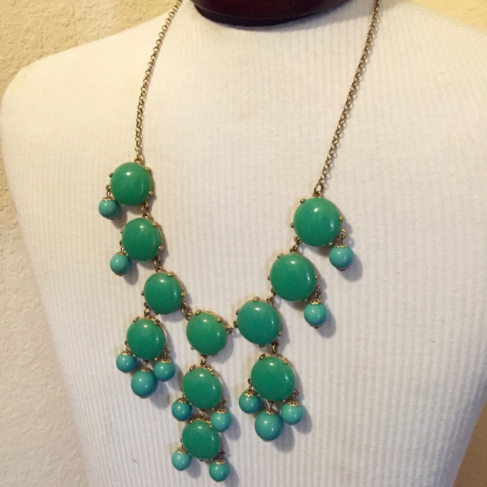 Greens and gold statement necklace